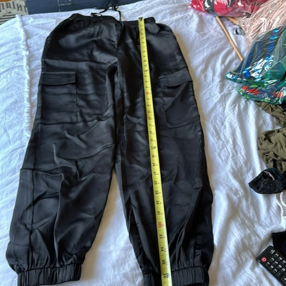 Sexy Satin Finish Cargo Pant with elastic waist trendy & comfortable size  small - Picture 11 of 11